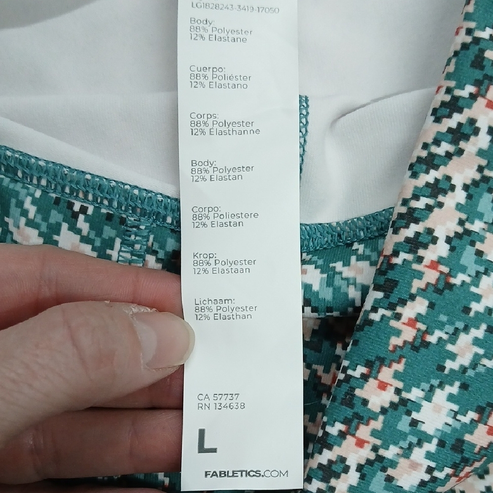Fabletics RARE Green Plaid Houndstooth Print Legging Lg NWOT Holiday - Picture 6 of 8